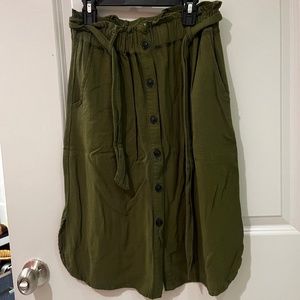 Light breezy linen olive skirt